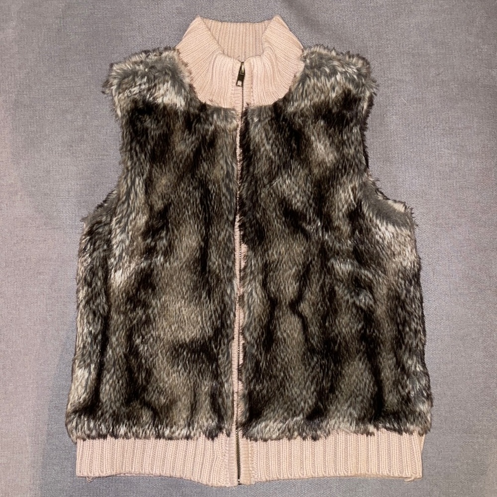 Girls Faux Fur Vest with Sweater Back